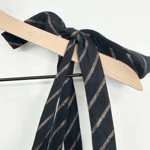 House of Harlow 1960 Corinne Shirred Smocked Mini Dress in‎ Black Gold Size M - Picture 6 of 11